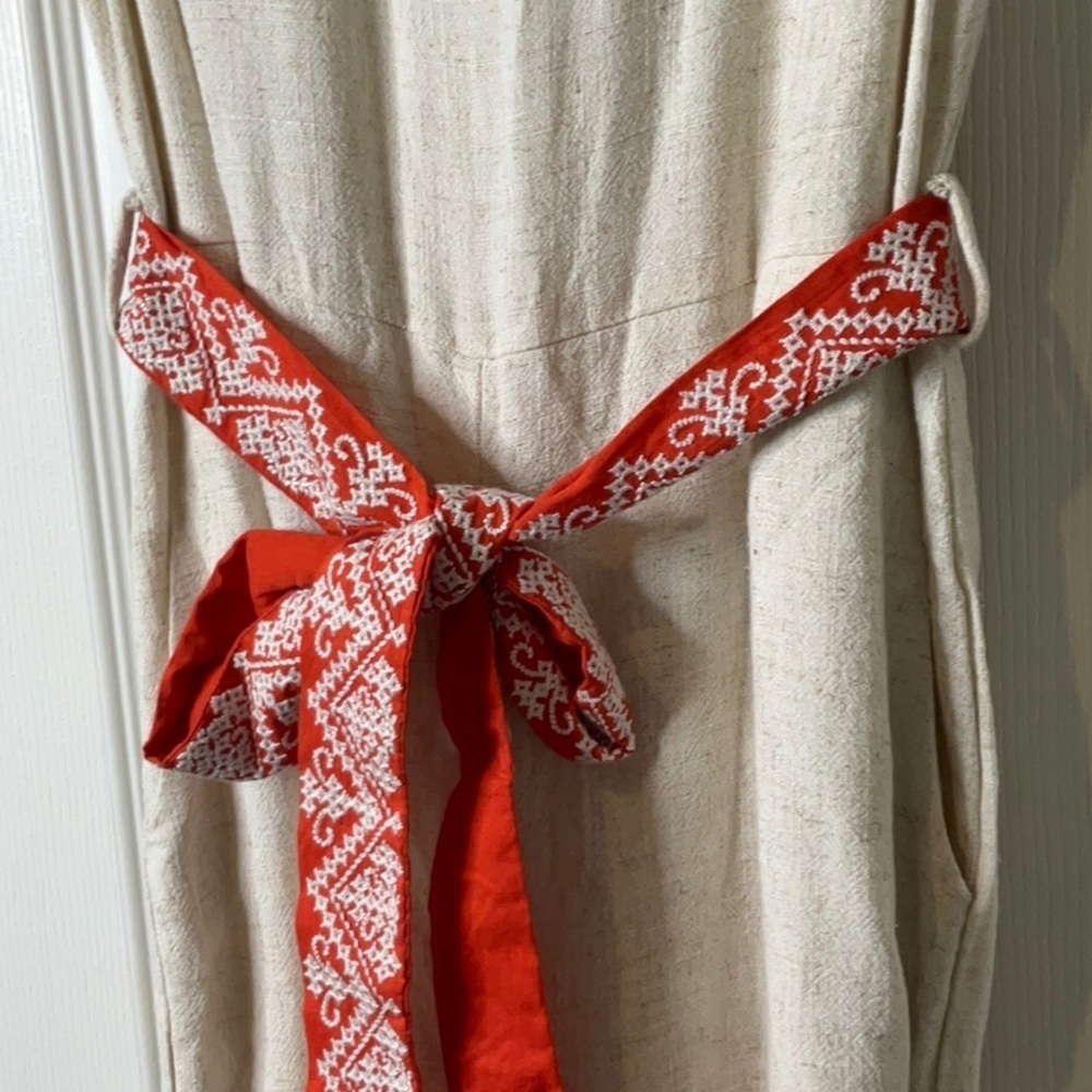 Monteau Los Angeles Women's Romper Linen Blend Pockets Weekend Preppy Size L - Picture 6 of 13